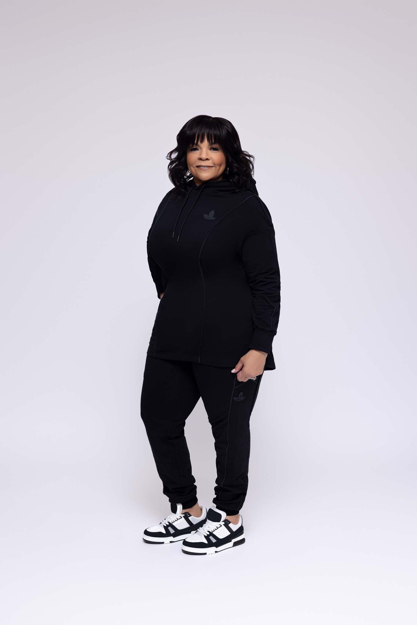 Black Out Leather Piping Jogger Bottom