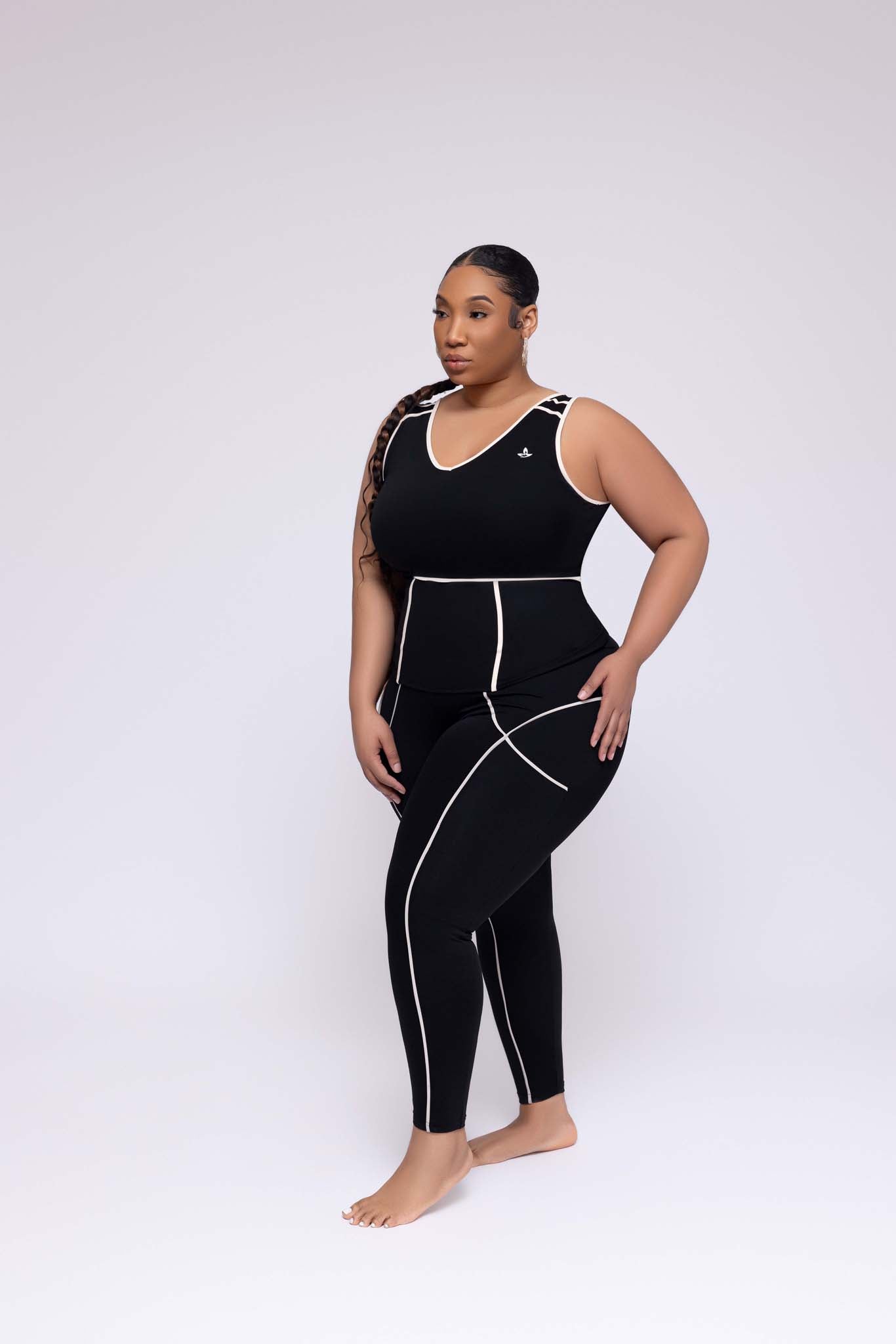 Stitched Black Leggings w/ Piping