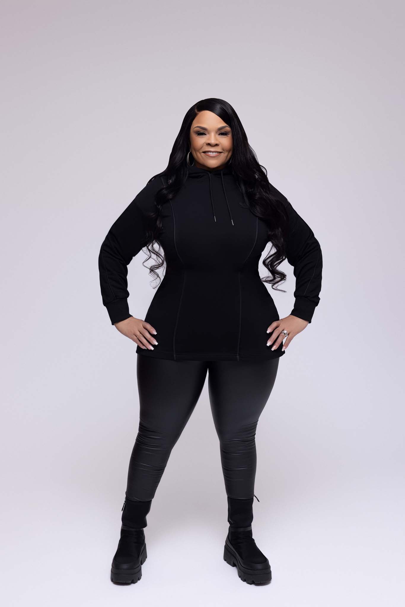 Black Out Leather Piping Jogger Hoodie