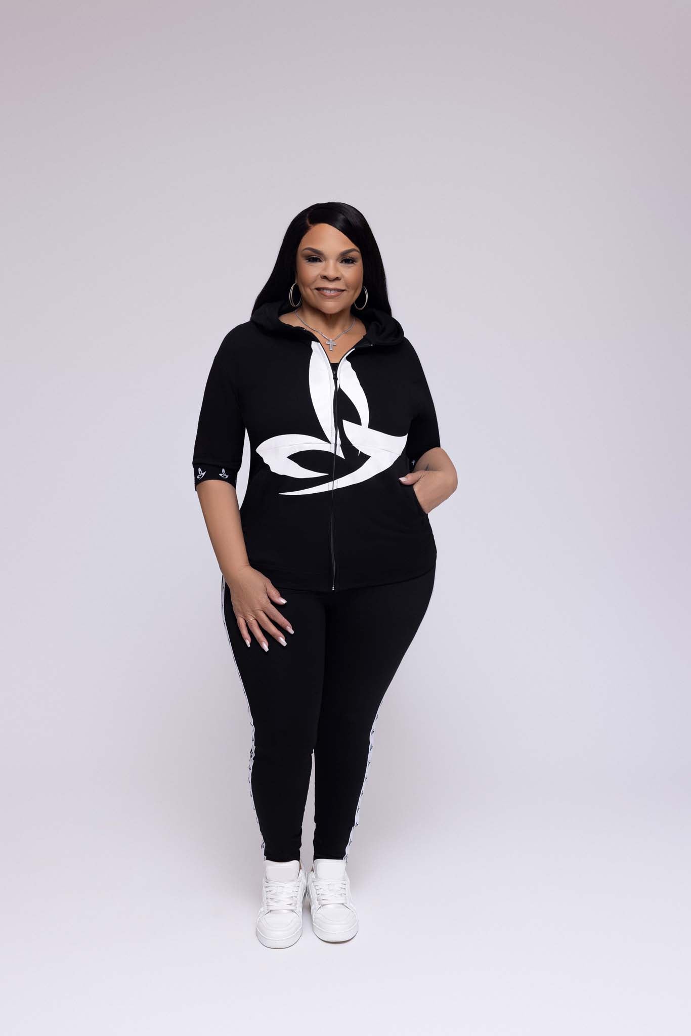Short Sleeve Zip Up Hoodie (Black)