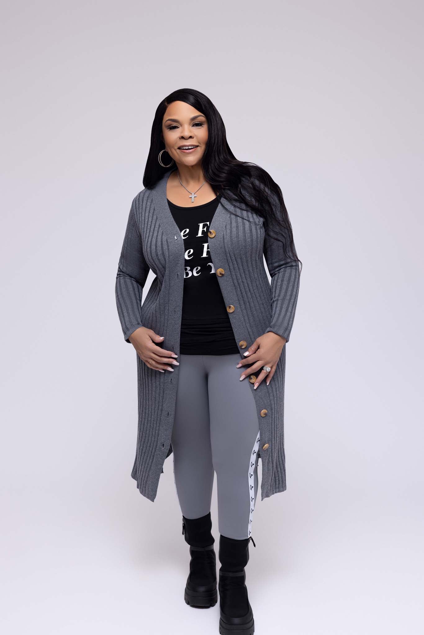 Midi Length Cardigan (Grey)