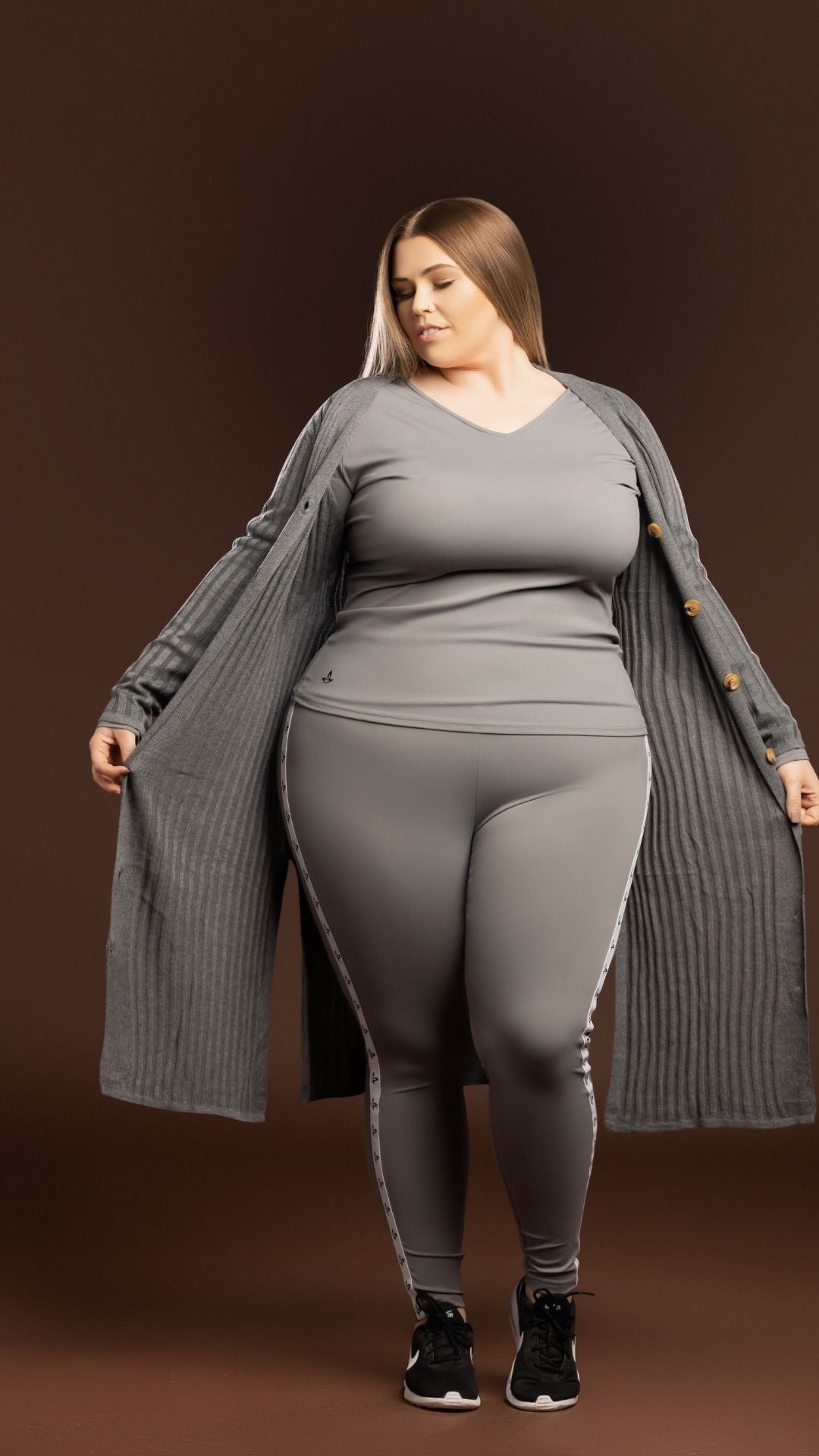 Midi Length Cardigan (Grey)