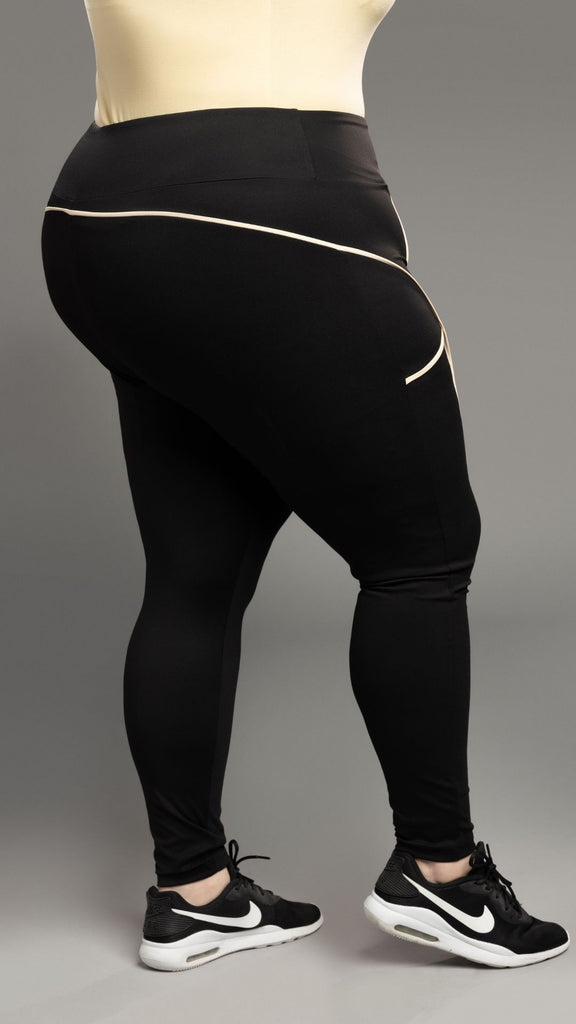 Plus Size High-waist Reflective Piping Fitness Leggings Red 3x